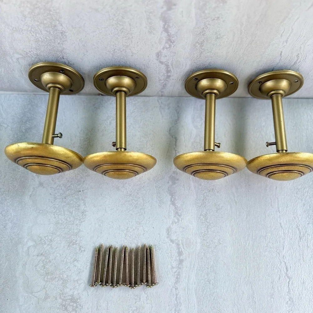 Set Of 4 Brass Tone Curtain Drapery Tiebacks 3